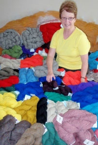 Anne with her 100% "Salt Water Sheep’s Wool" 